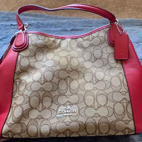 COACH Edie Shoulder Bag 28 in Signature Jacquard. - Picture 7 of 10